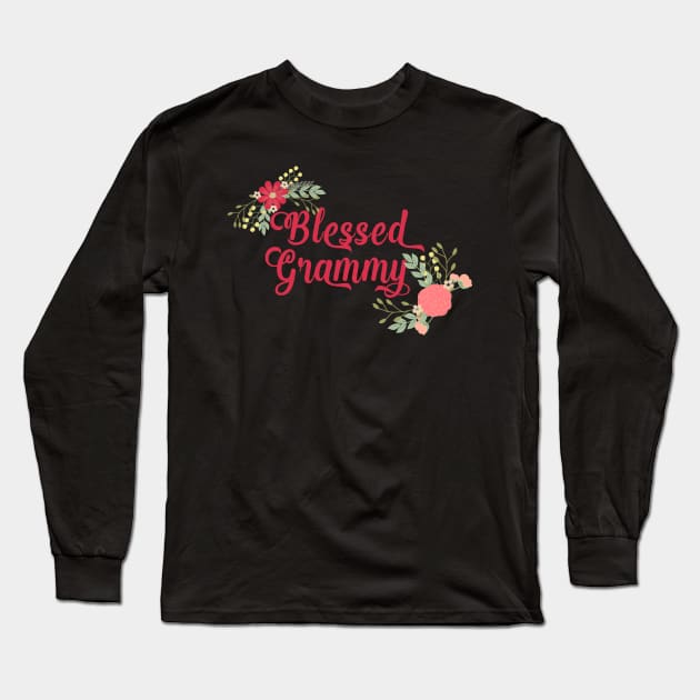 Blessed Grammy Floral Christian Grandma Art Long Sleeve T-Shirt by g14u